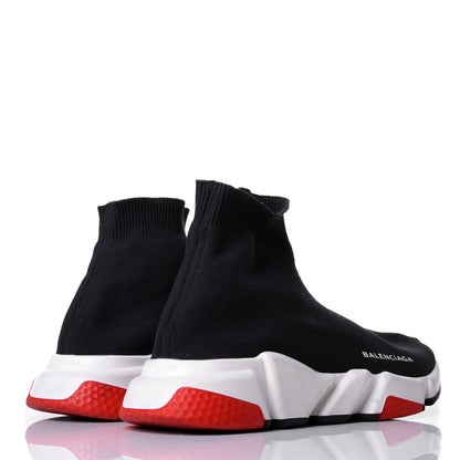 Balenciaga Neoprene Knit Womens Speed Sneakers 39 Black White Red 4 of 10