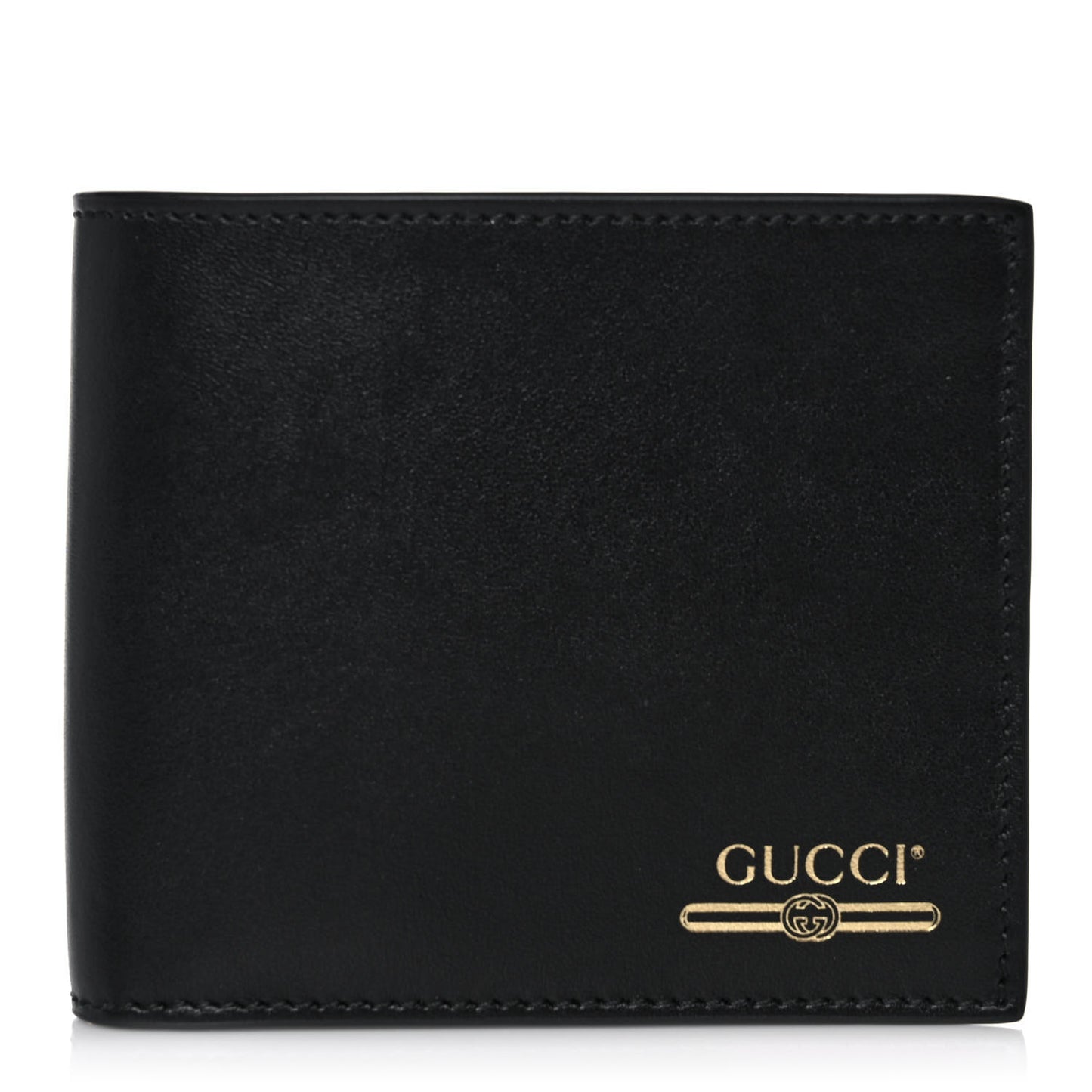 Plutone Calfskin Logo Bi-Fold Wallet Black