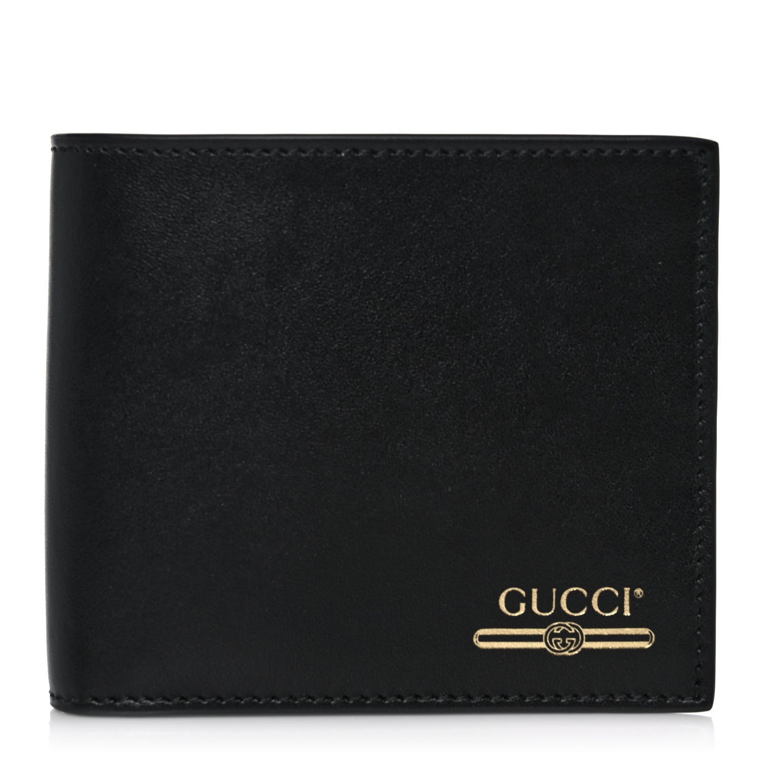 Gucci Plutone Calfskin Logo Bi-Fold Wallet Black 1 of 12