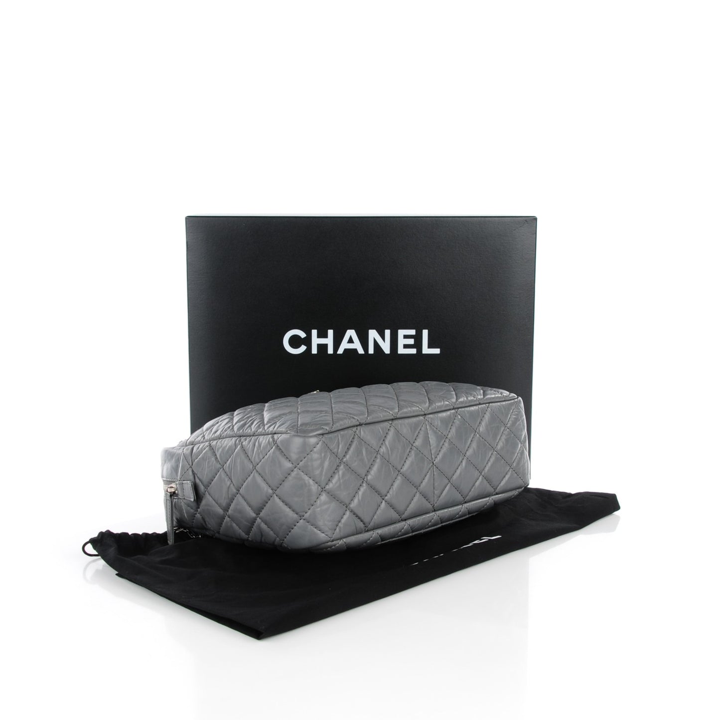 Aged Calfskin Quilted Large Reissue Camera Case Grey