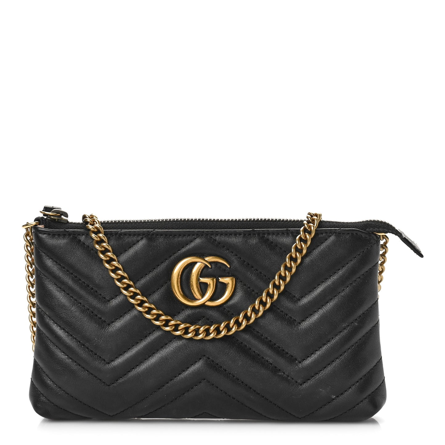 Calfskin Matelasse Mini GG Marmont Chain Bag Black