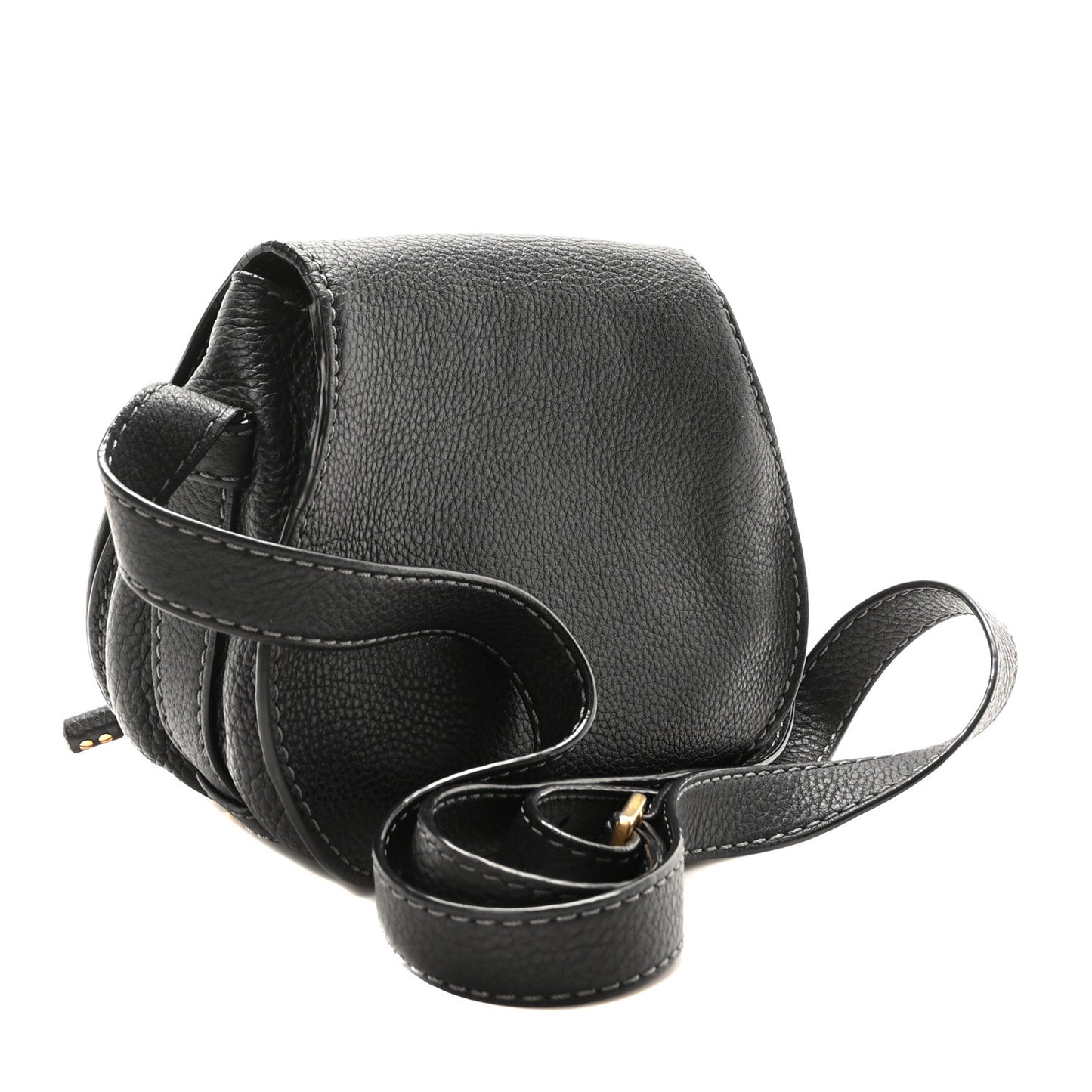 Calfskin Small Marcie Saddle Bag Black