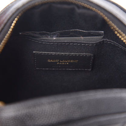 Saint Laurent Grain De Poudre Matelasse Chevron Quilted Round Vinyle Camera Bag Black 5 of 8