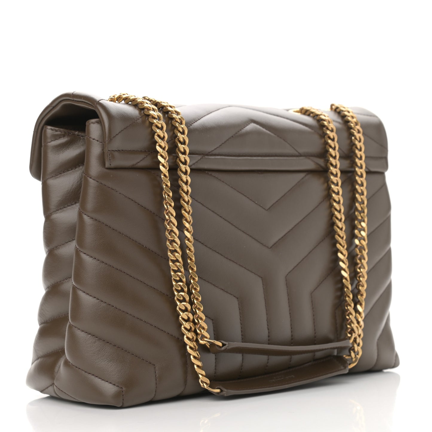 Calfskin Y Quilted Monogram Medium Loulou Chain Satchel Soil Brown