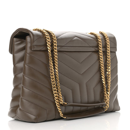 Saint Laurent Calfskin Y Quilted Monogram Medium Loulou Chain Satchel Soil Brown 3 of 12