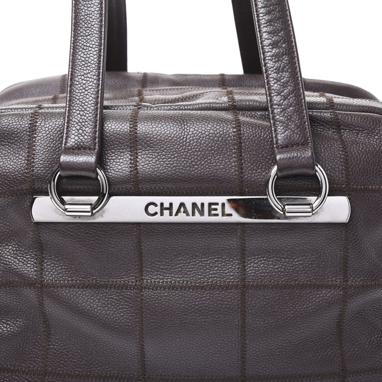Caviar Square Stitched Bowler Dark Brown
