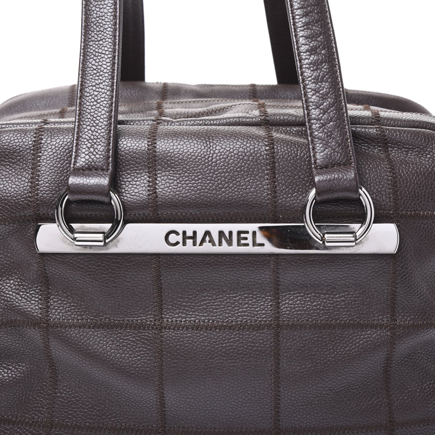 Chanel Caviar Square Stitched Bowler Dark Brown 11 of 11