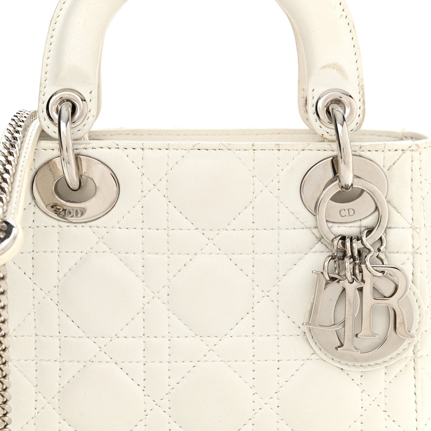 Lambskin Cannage Mini Lady Dior White