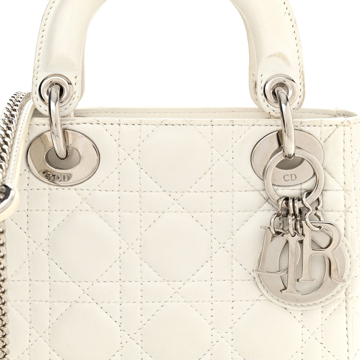 Christian Dior Lambskin Cannage Mini Lady Dior White 7 of 18