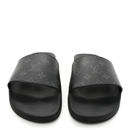 Louis Vuitton Rubber Monogram Eclipse Mens Waterfront Mules 11 Black 2 of 9