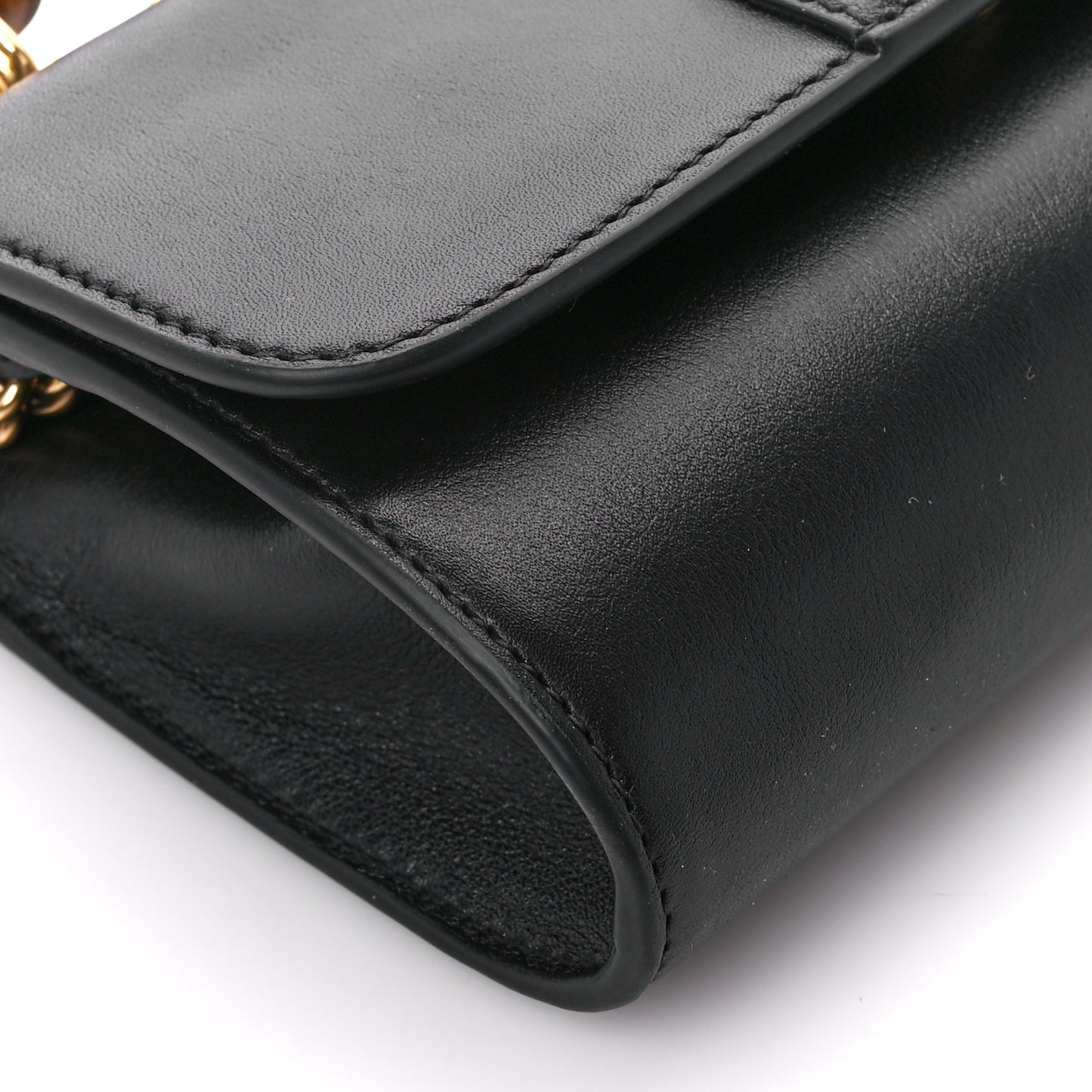 Wonka Grain Calfskin Mini Diana Bamboo Top Handle Shoulder Bag Black
