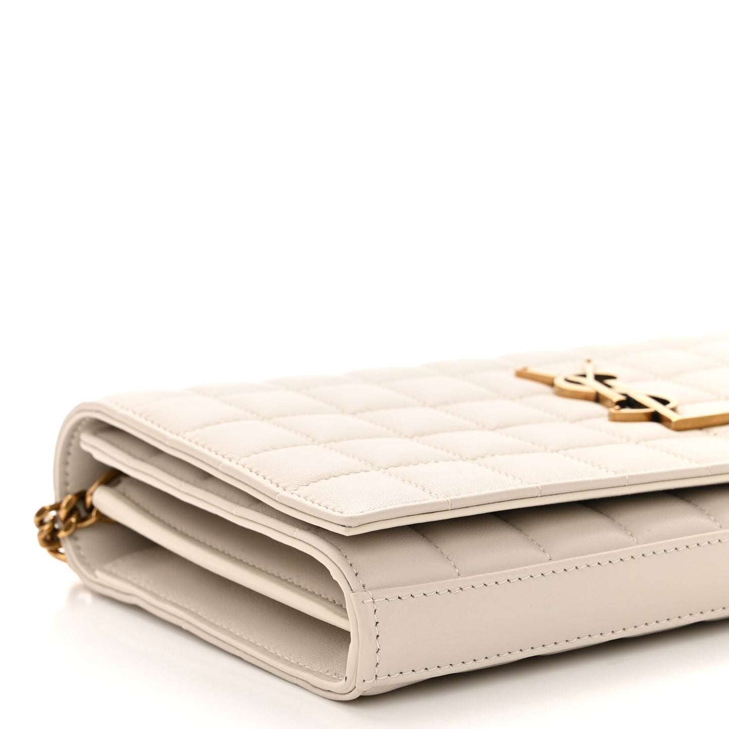 Lambskin Carre Quilted Cassandre Chain Wallet Blanc Vintage