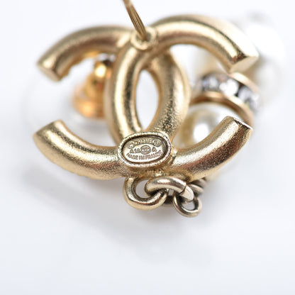 Chanel Crystal Pearl CC Drop Earrings Gold 4 of 5