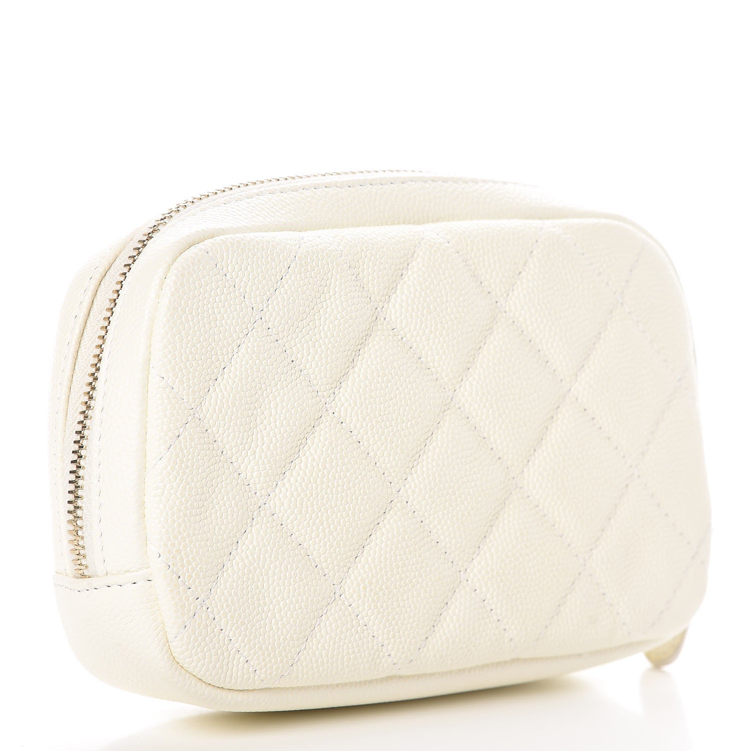Chanel Caviar Quilted Small Curvy Pouch Cosmetic Case White 3 of 8