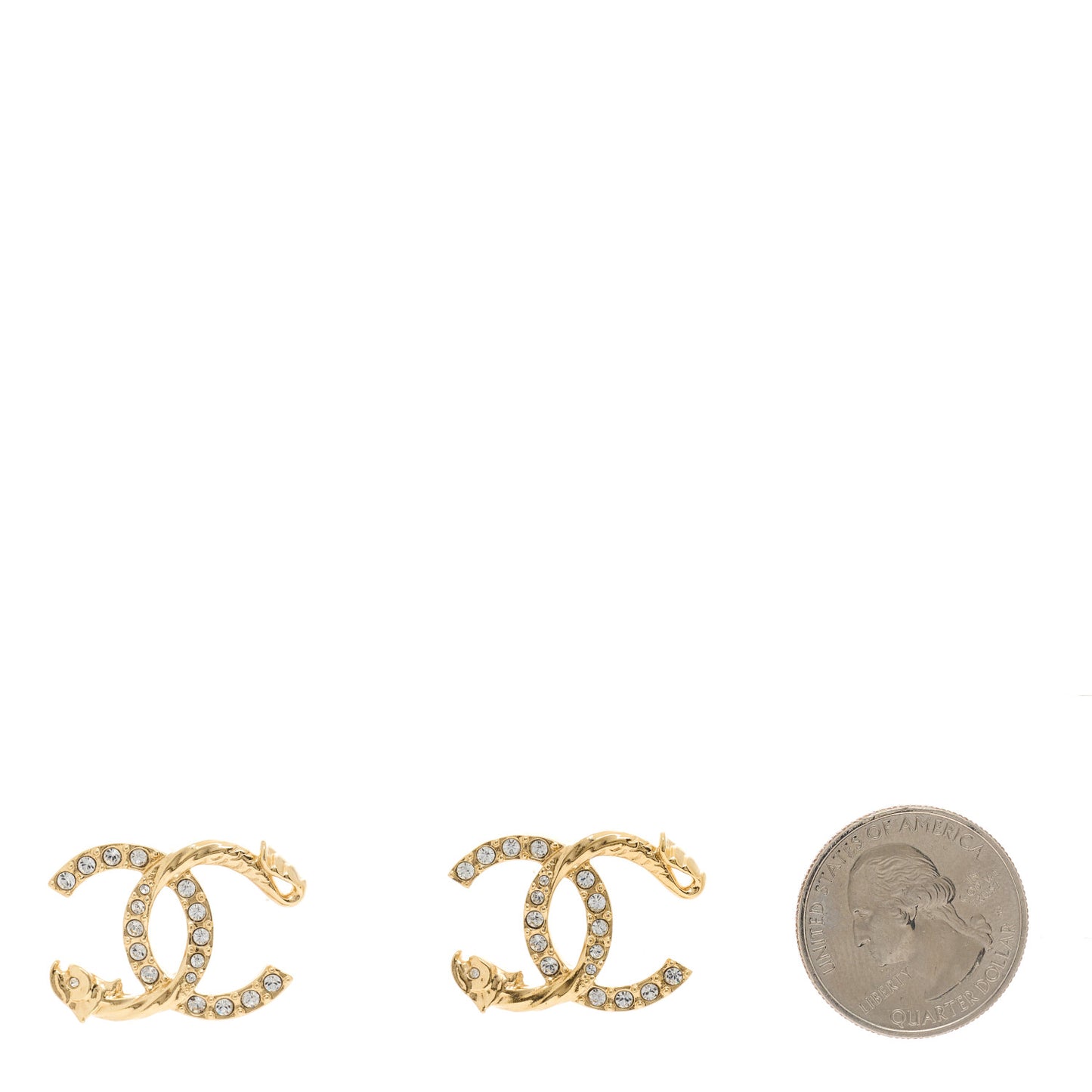 Textured Metal Crystal CC Dragon Earrings Gold