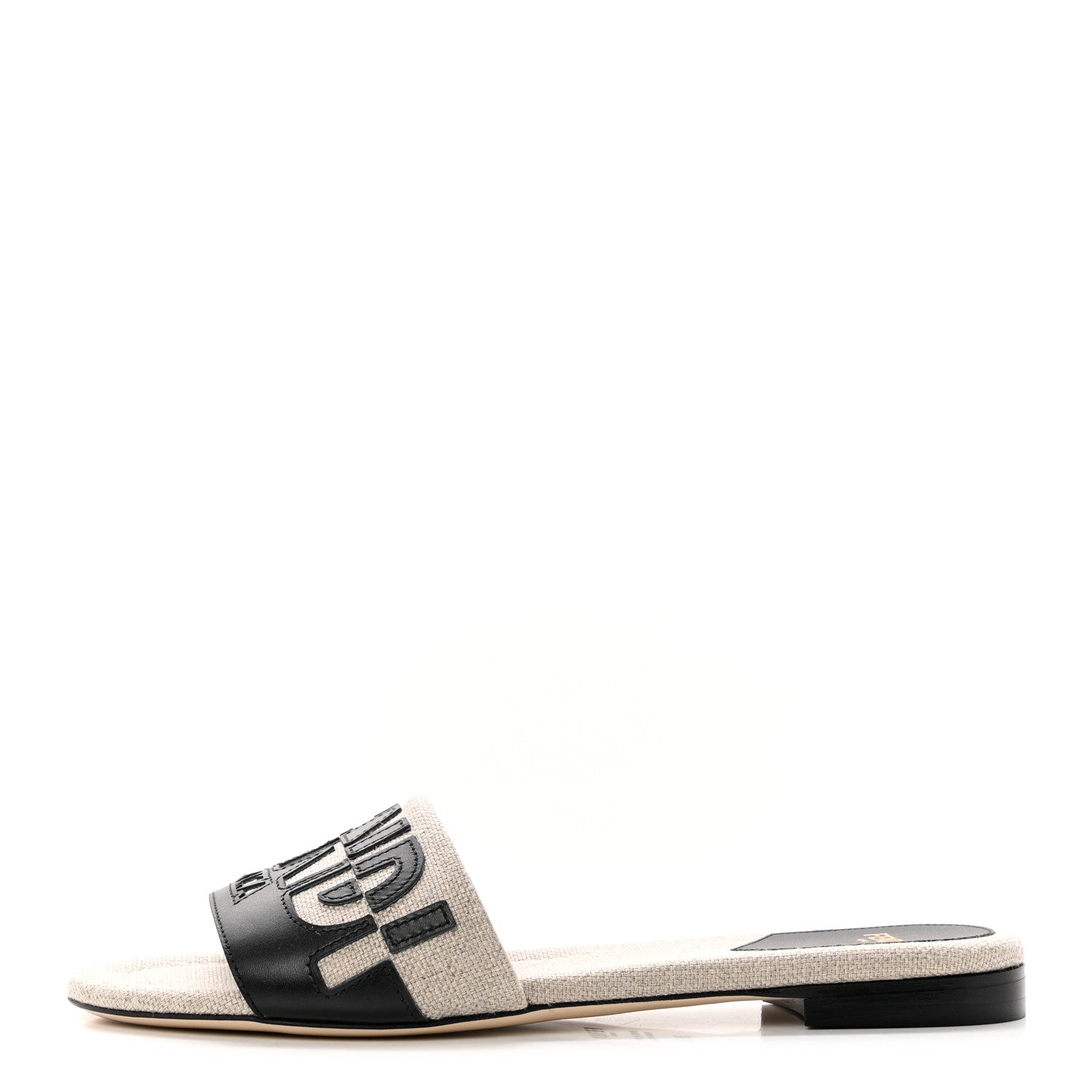 Fendi Vitello Canvas Logo Slide Sandals 36.5 Black Grezzo 1 of 8