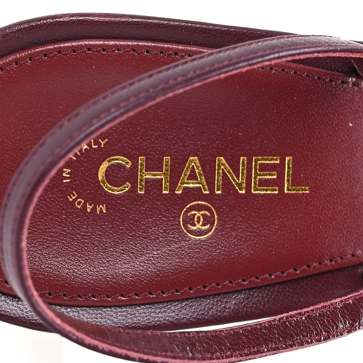 Goatskin CC Caged Sandals 39 Burgundy