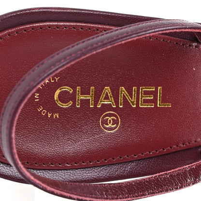 Chanel Goatskin CC Caged Sandals 39 Burgundy 7 of 9