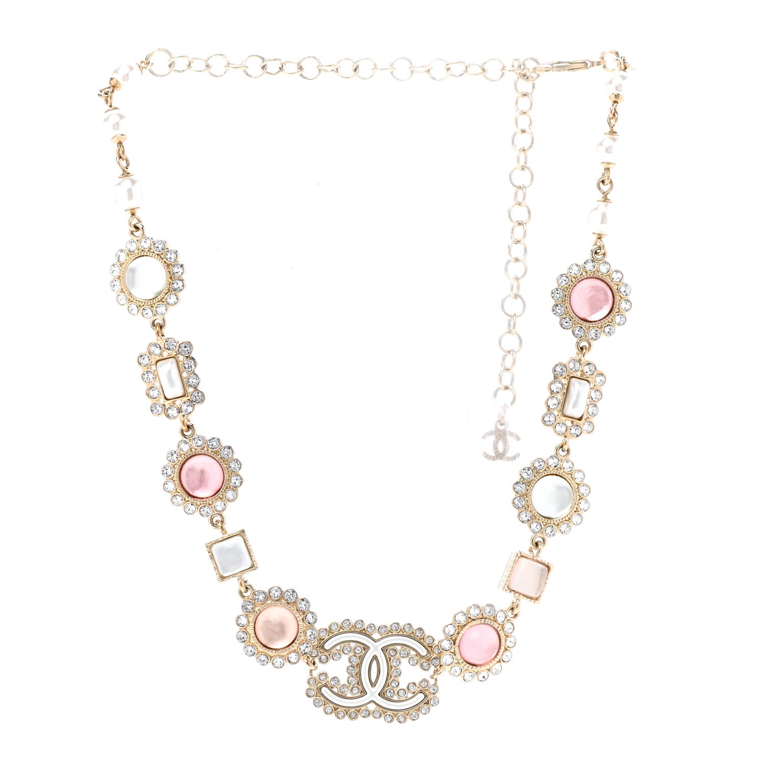 Chanel Crystal Pearl CC Choker Gold Pink Gold 4 of 7