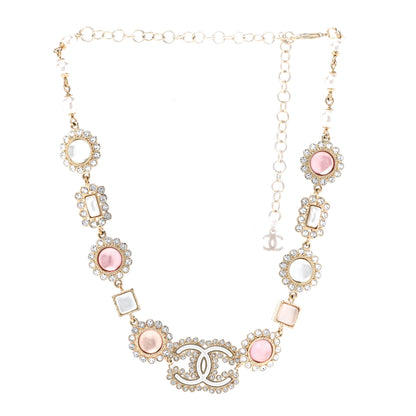 Chanel Crystal Pearl CC Choker Gold Pink Gold 4 of 7