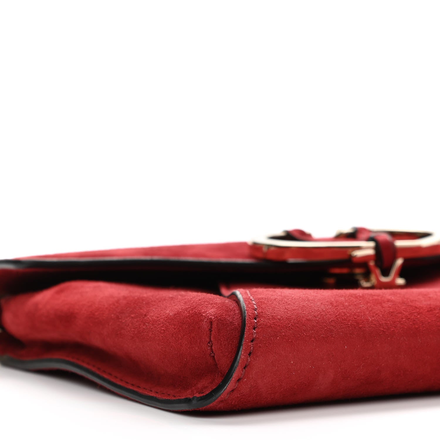 Valentino Garavani Suede V Rivet Chain Clutch Red 8 of 9