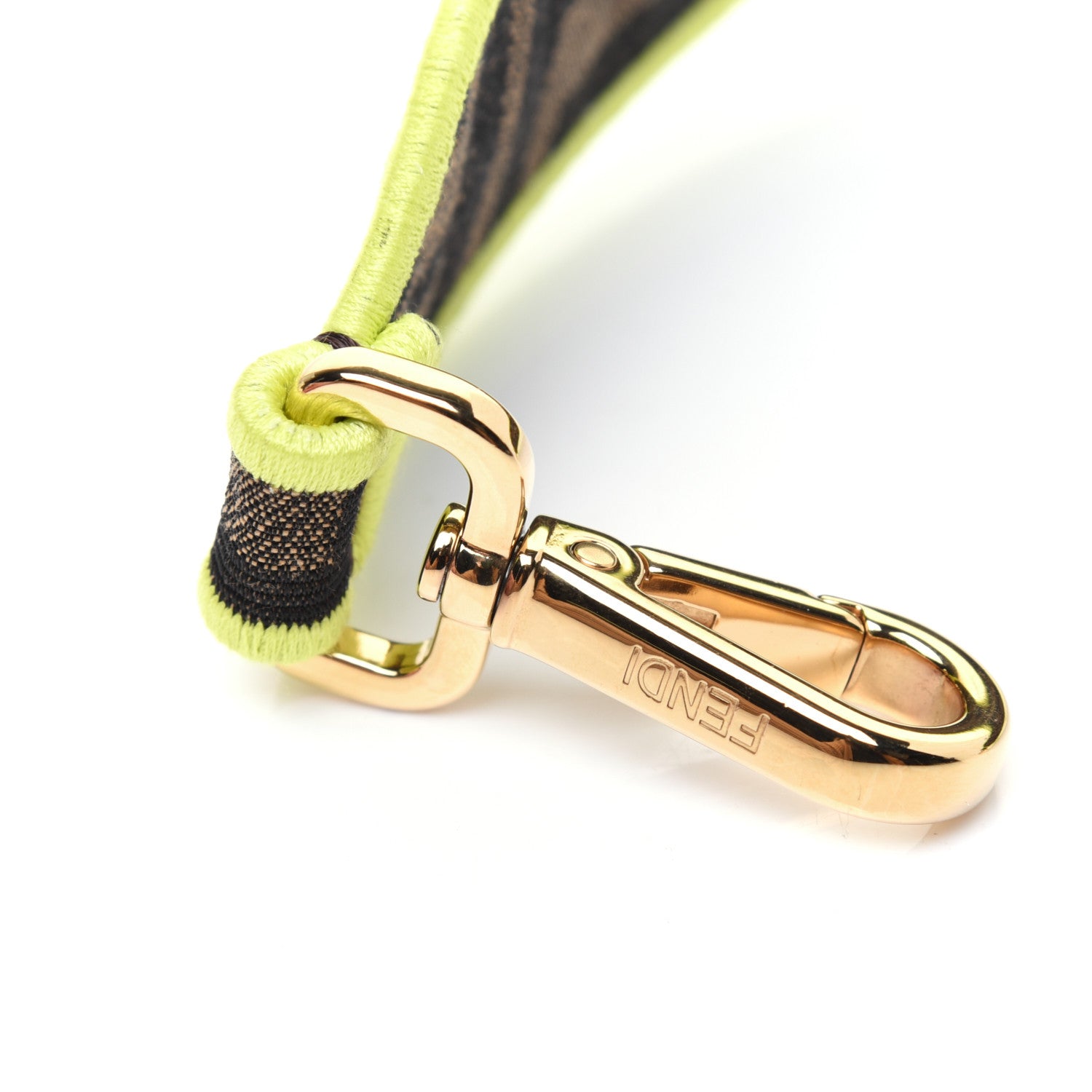 Fendi Fabric Jacquard FF 1974 Logo Threaded Edge Mini Strap You Tobacco Moro Giallo Fluo 4 of 4