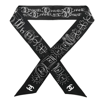 Chanel Silk Slim Bandeau Scarf Black 1 of 5