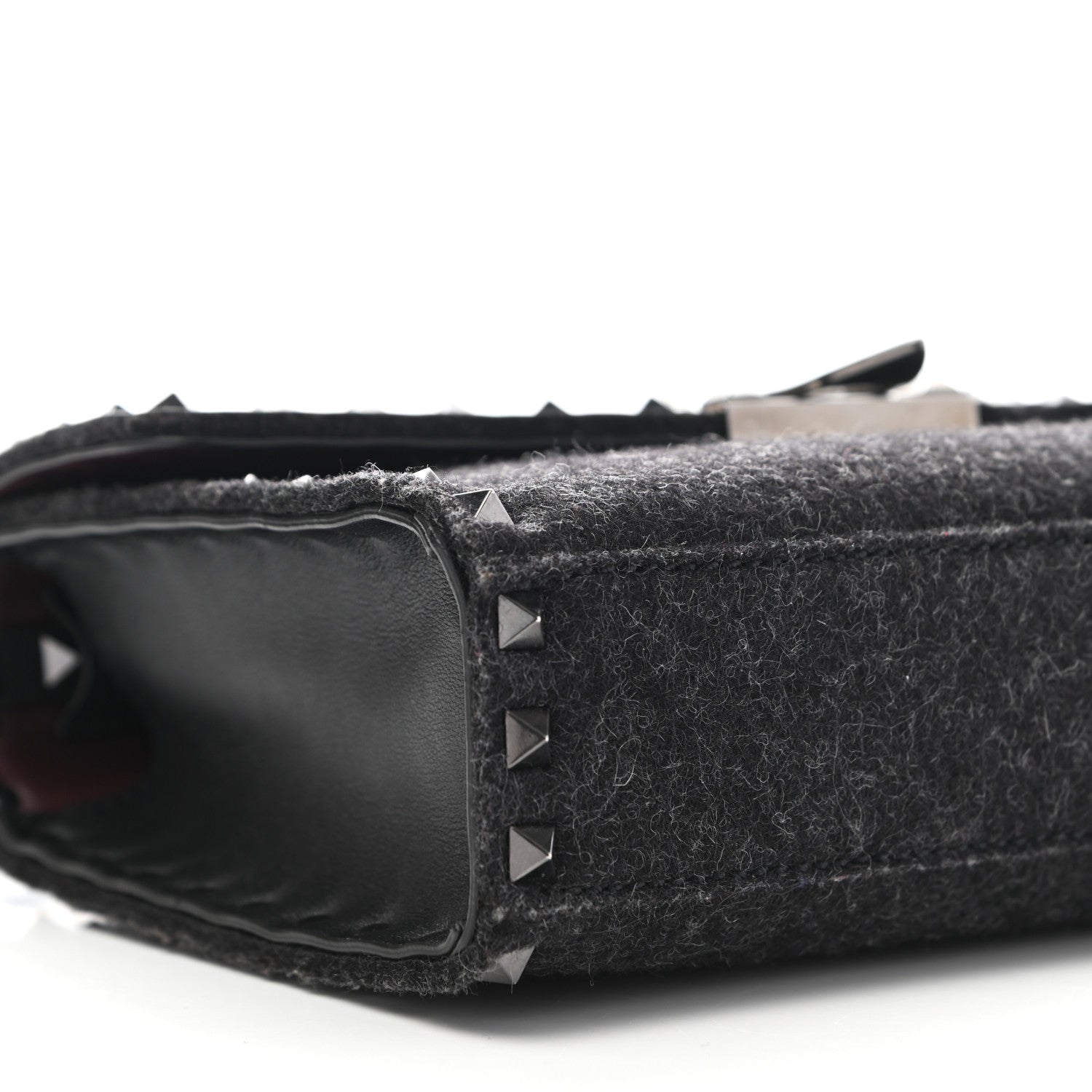Valentino Garavani Wool Calfskin Medium Rockstud Flip Lock Crossbody Bag Black 8 of 9