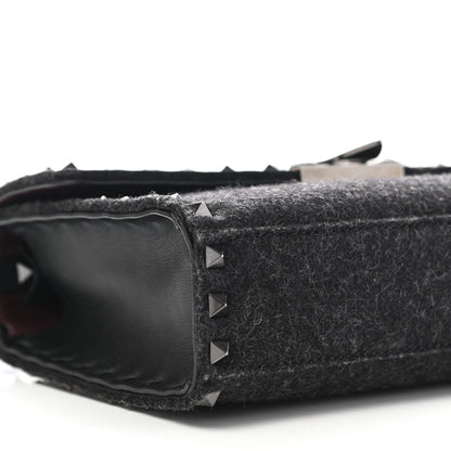 Valentino Garavani Wool Calfskin Medium Rockstud Flip Lock Crossbody Bag Black 8 of 9