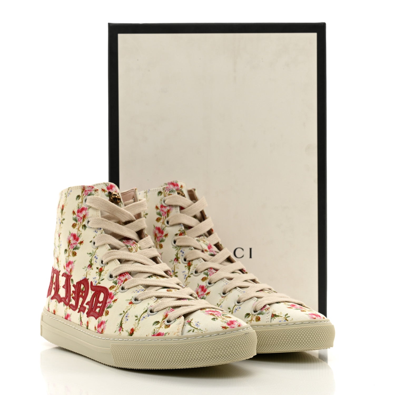 Gucci Canvas Romantic Print Major Blind For Love High Top Sneakers