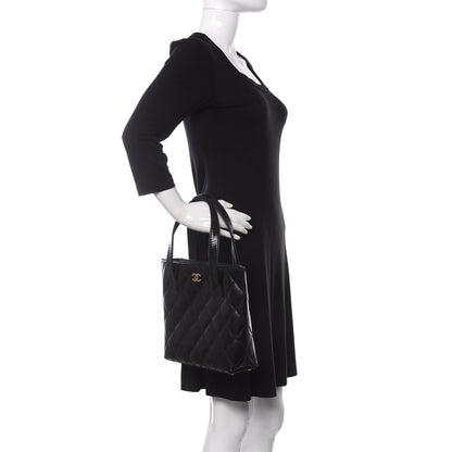 Chanel Calfskin Quilted Small Surpique Stitch Tote Black 2 of 9