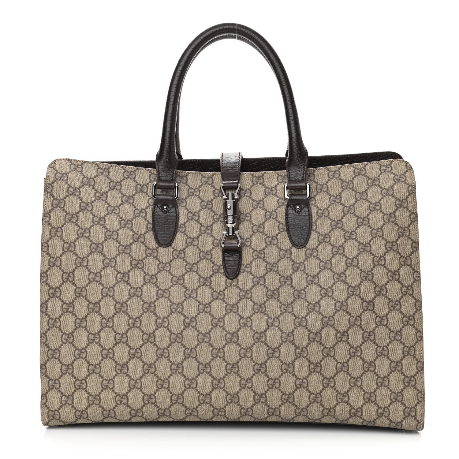 Gucci GG Plus Monogram Piston Lock Tote Dark Brown 1 of 14