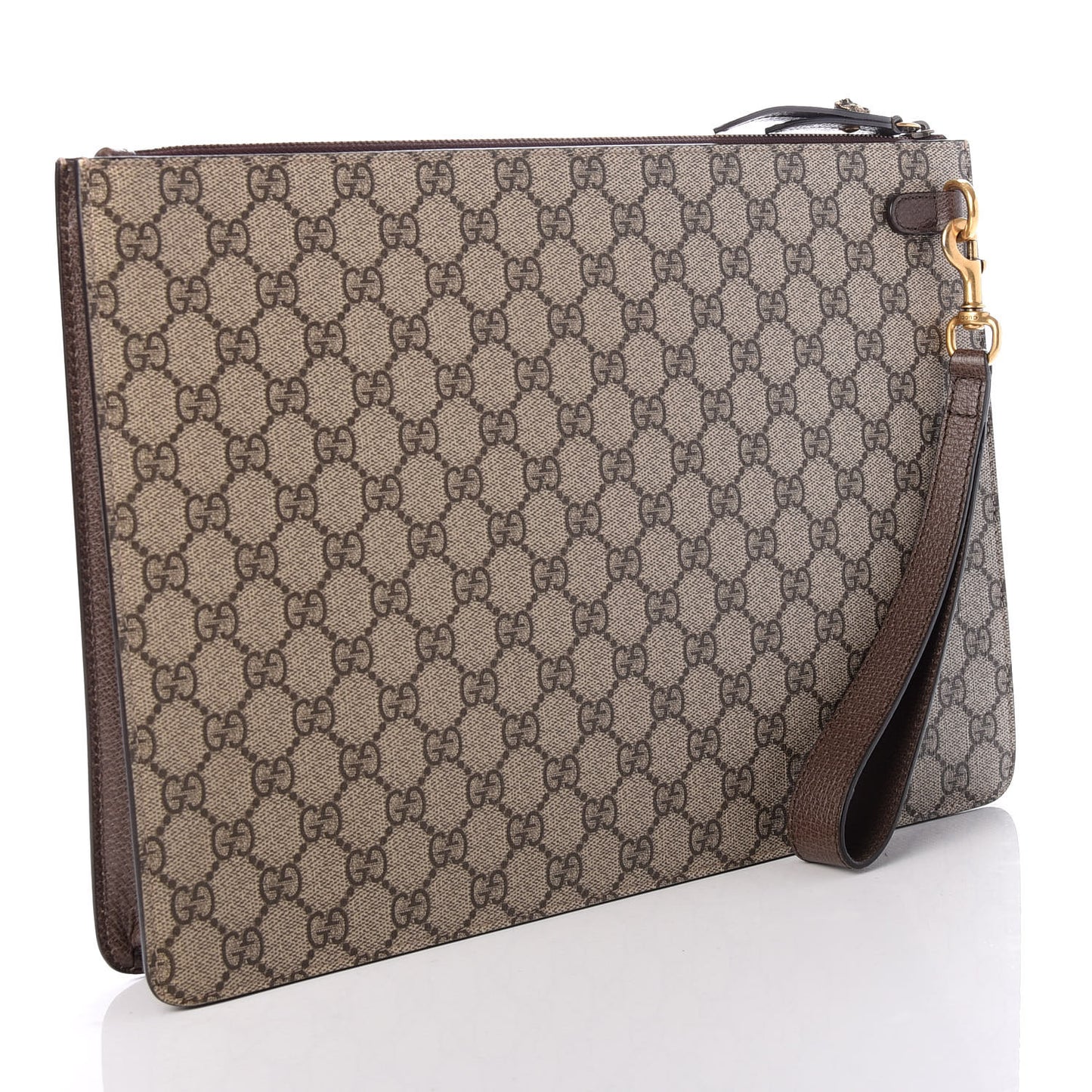 GG Supreme Monogram Web Animalier Bee Embroidered Medium Documents Holder Beige New Acero