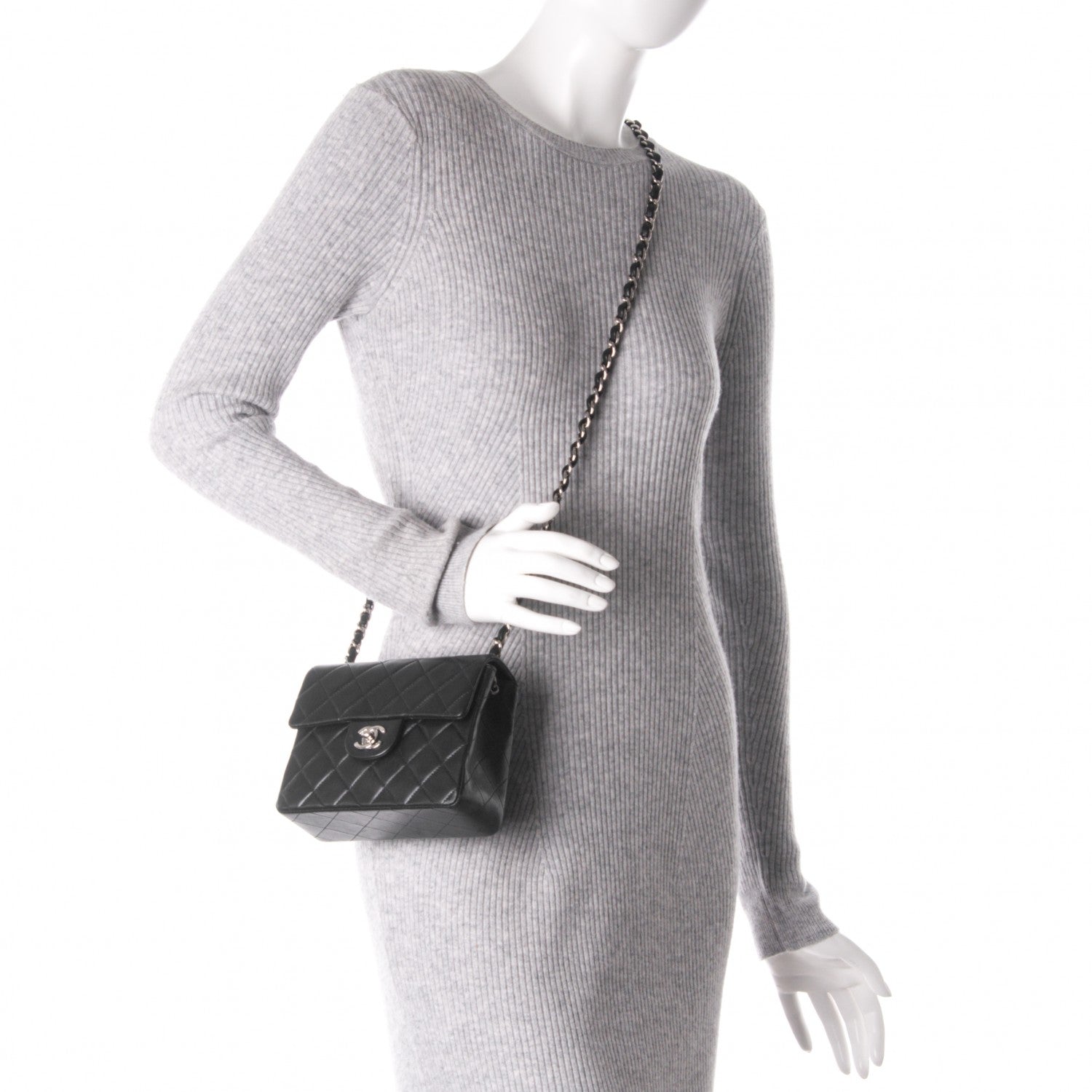 Chanel Lambskin Quilted Mini Square Flap Black 2 of 8