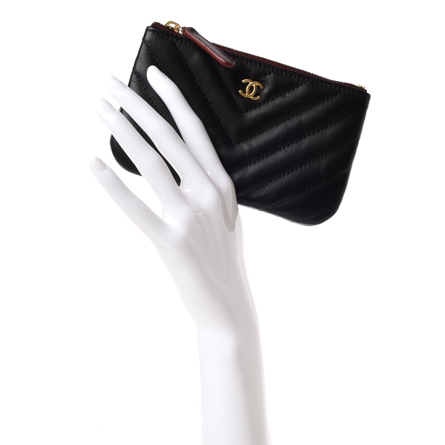 Chanel Lambskin Chevron Quilted Small Cosmetic Case Black 2 of 10