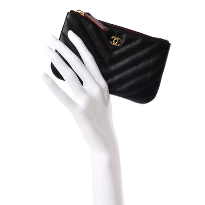 Chanel Lambskin Chevron Quilted Small Cosmetic Case Black 2 of 10