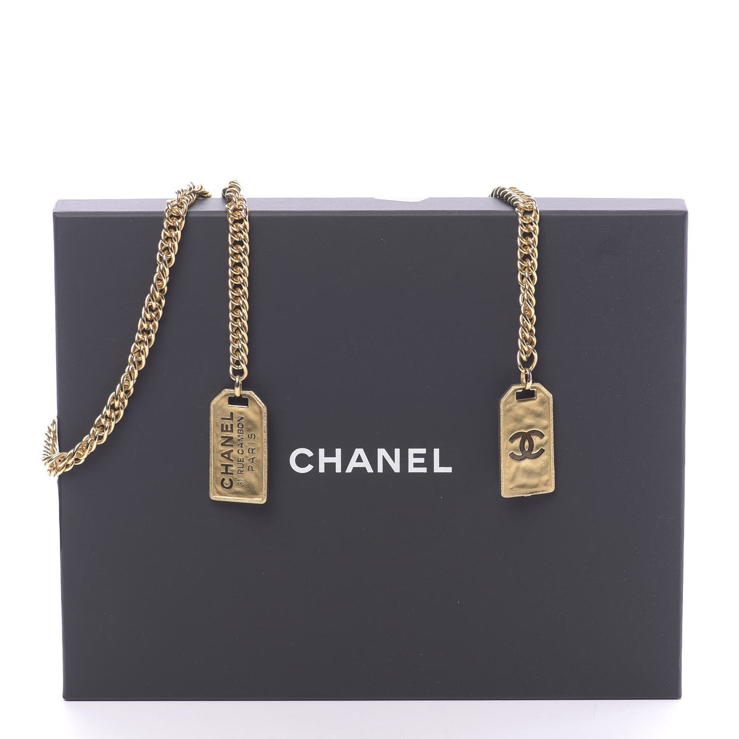 Metal ID Dog Tag Charm Necklace Gold