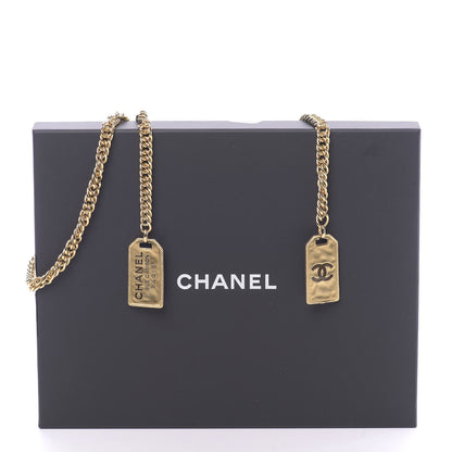Chanel Metal ID Dog Tag Charm Necklace Gold 8 of 8