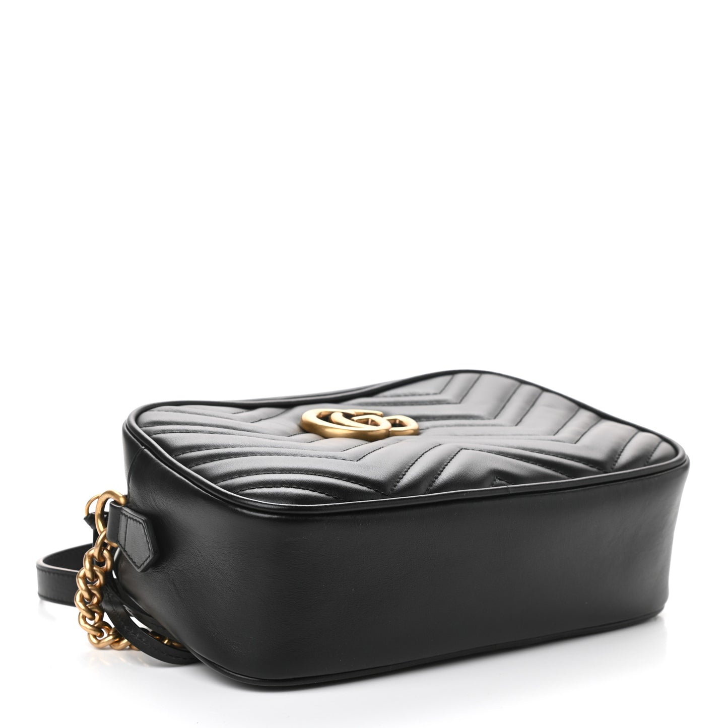 Calfskin Matelasse Small GG Marmont Chain Shoulder Bag Black