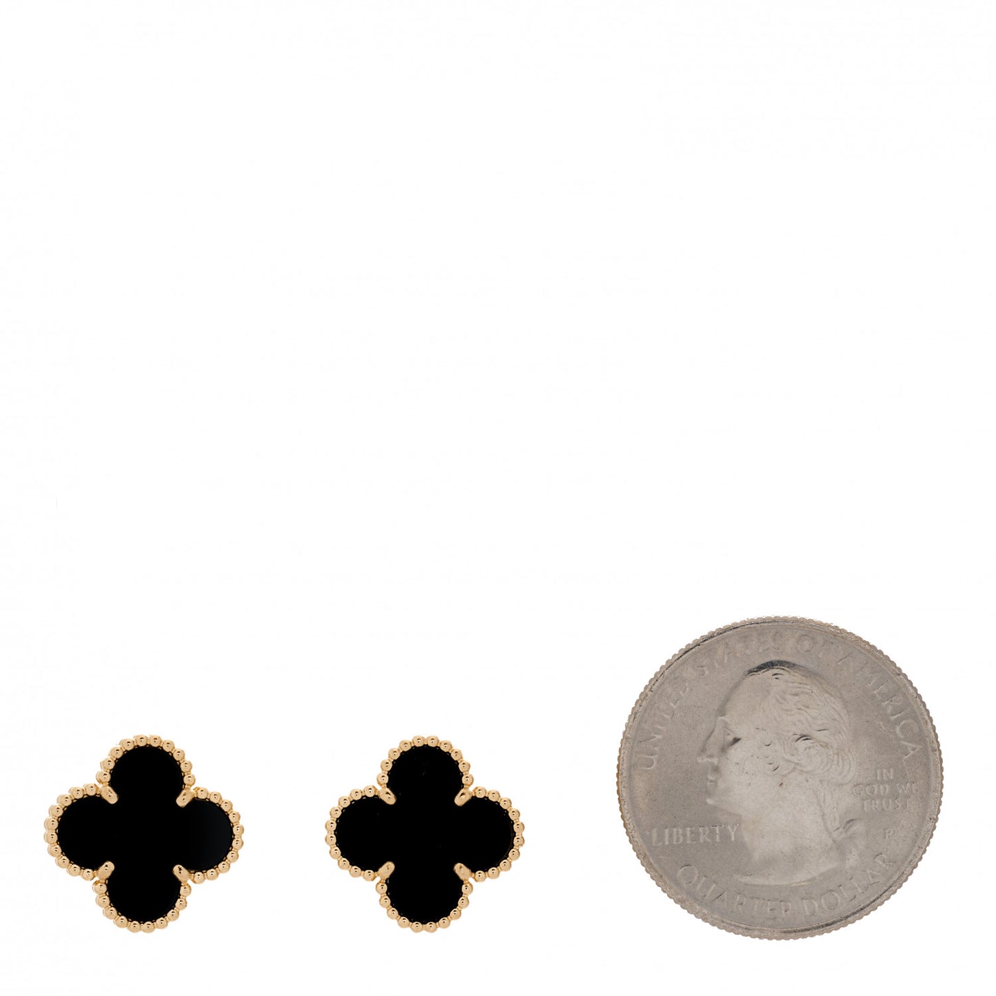 18K Yellow Gold Black Onyx Vintage Alhambra Earrings