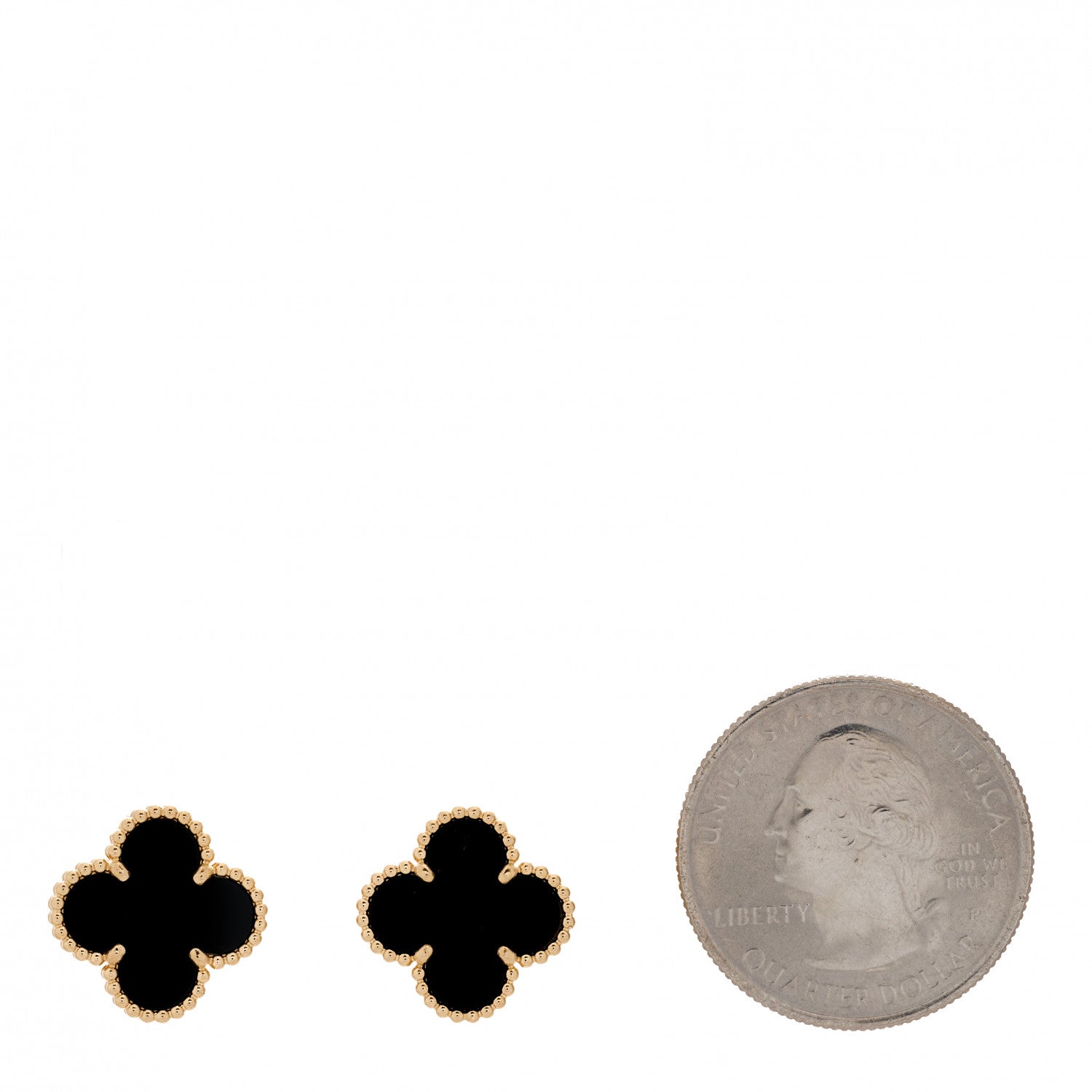 Van Cleef & Arpels 18K Yellow Gold Black Onyx Vintage Alhambra Earrings 2 of 5