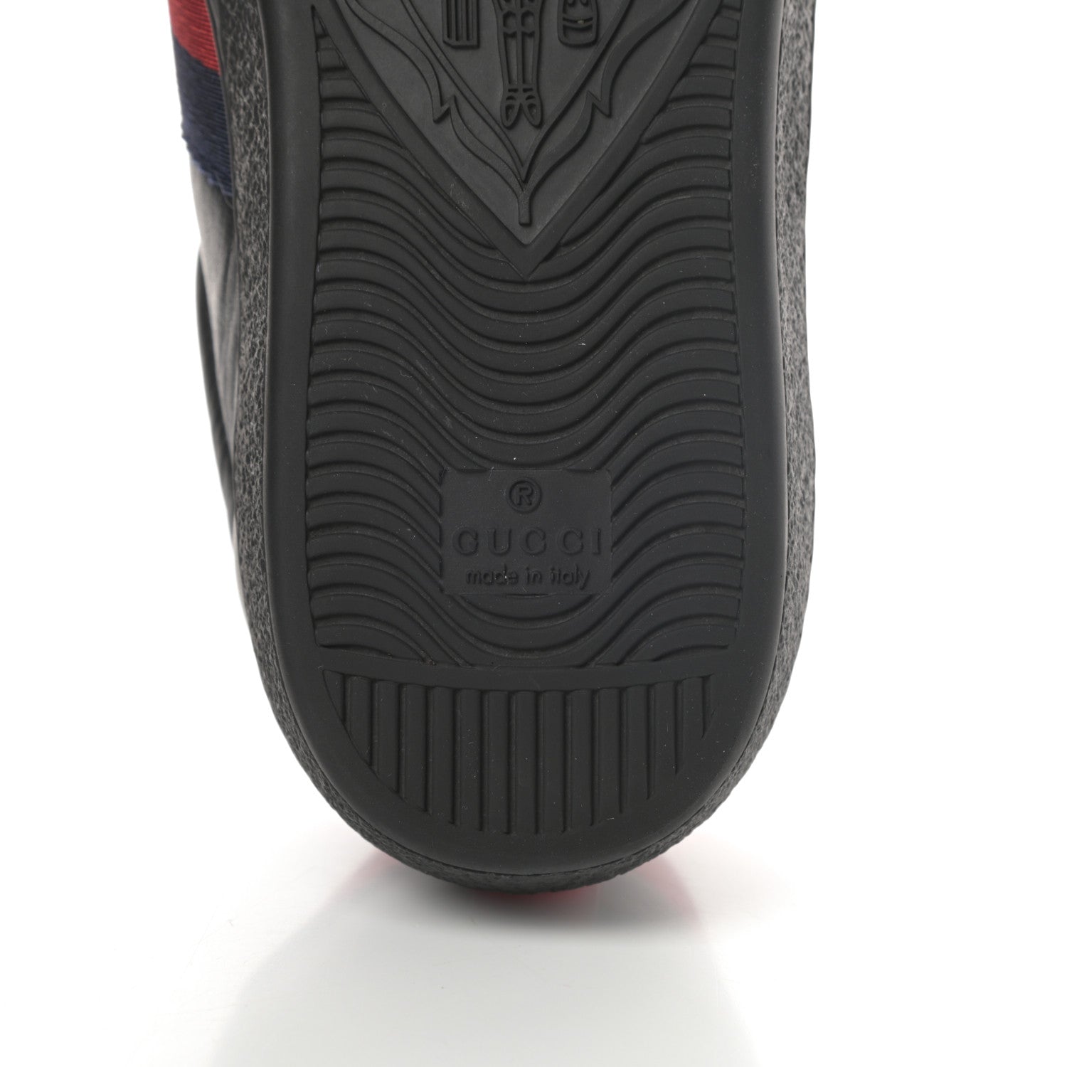 Gucci Miro Soft Calfskin Laminated Ayers Web Bee Embroidered Mens Ace Sneakers 6.5 Black Red Flame Night 8 of 11