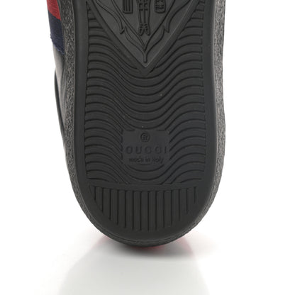 Gucci Miro Soft Calfskin Laminated Ayers Web Bee Embroidered Mens Ace Sneakers 6.5 Black Red Flame Night 8 of 11
