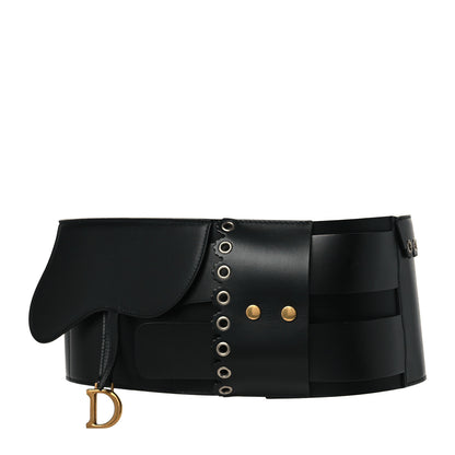 Christian Dior Calfskin Grommet Saddle Belt 80 Black 1 of 7