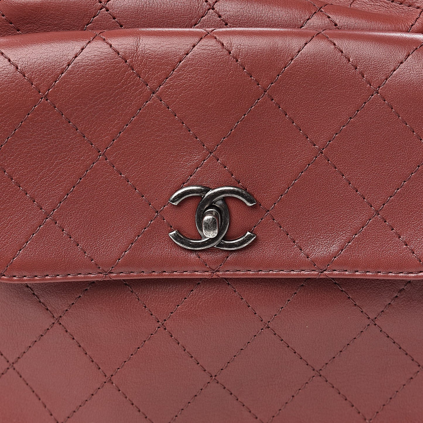 Calfskin Stitched Large Urban Luxury Drawstring Backpack Red