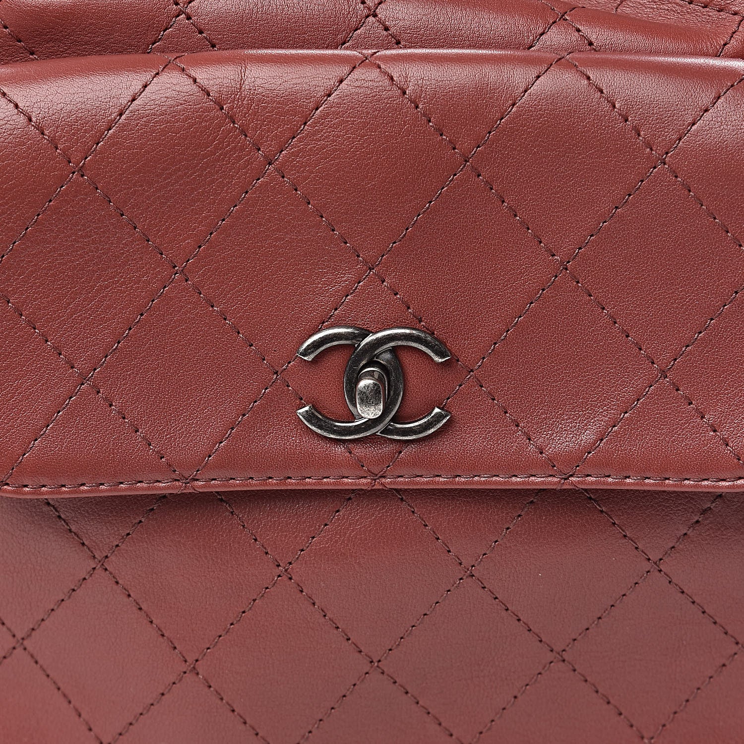 Chanel Calfskin Stitched Large Urban Luxury Drawstring Backpack Red 10 of 10