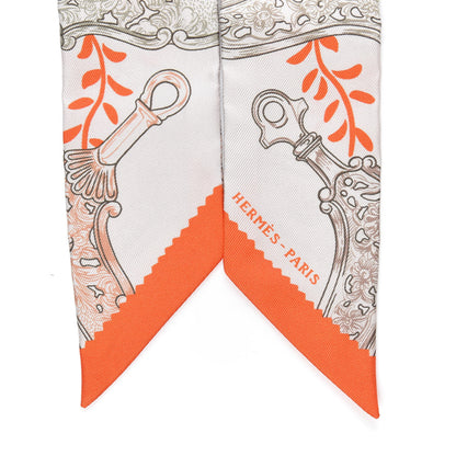 Hermes Silk Etriers Remix Twilly Verveine Orange Kaki 2 of 4