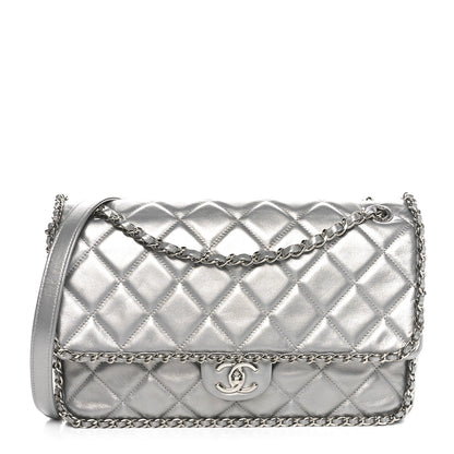 Chanel Metallic Lambskin Large Chain All Over Flap Silver 1 of 10