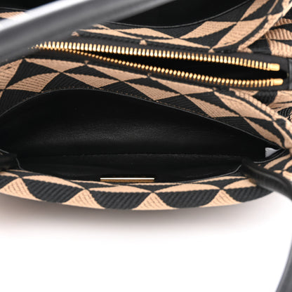 Prada Jacquard Triangolo Symbole Embroidered Small Shoulder Bag Black Corda 7 of 12