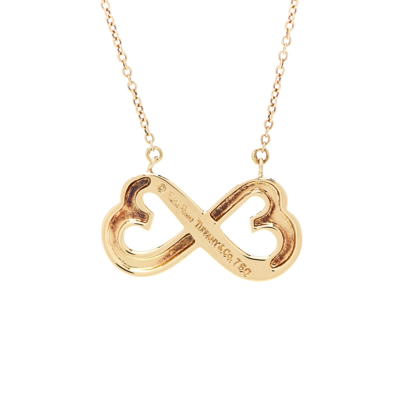 18K Yellow Gold Paloma Picasso Double Loving Heart Pendant Necklace